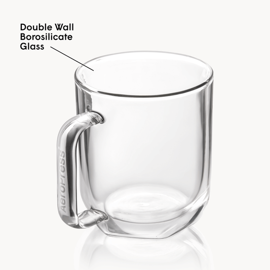 AeroPress Double Wall Glass Coffee Mug - 2 Pack Double Wall Coffee Mug Set