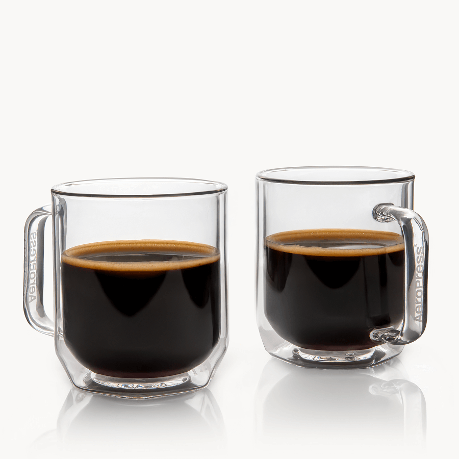 AeroPress Double Wall Glass Coffee Mug - 2 Pack Double Wall Coffee Mug Set