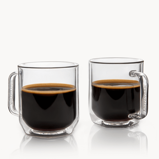 AeroPress Double Wall Glass Coffee Mug - 2 Pack Double Wall Coffee Mug Set