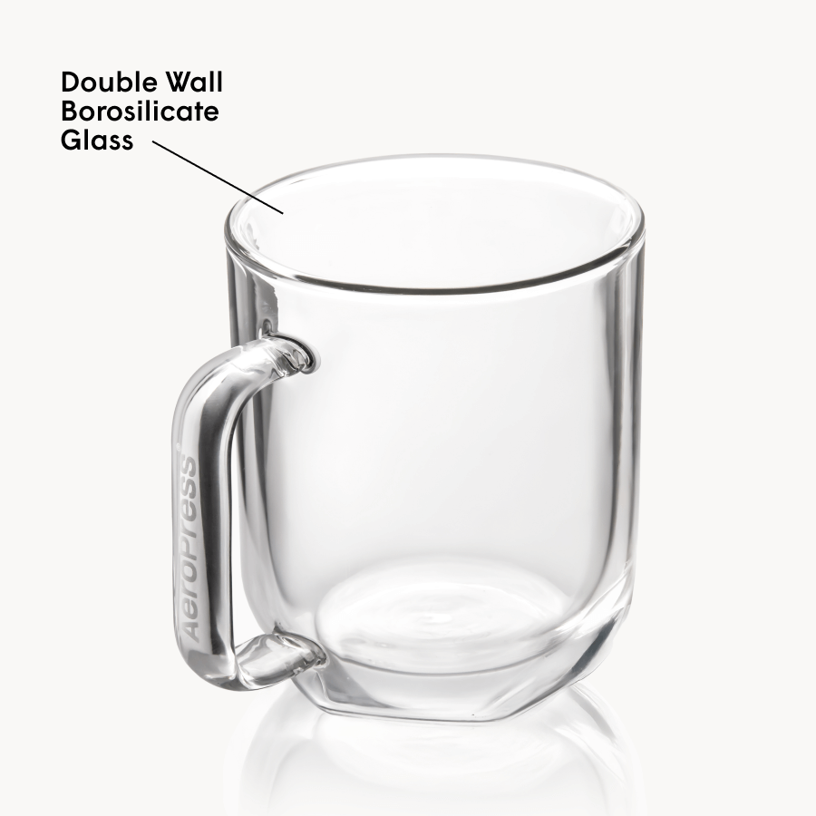 AeroPress Double Wall Glass Coffee Mug - 2 Pack Double Wall Coffee Mug Set